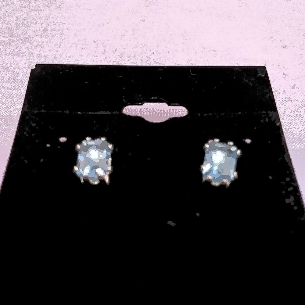 Light blue stud earrings.